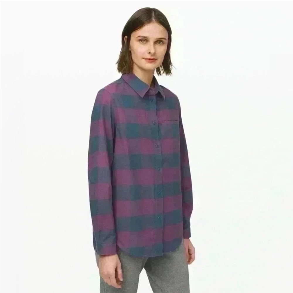 LULULEMON "Full Day Ahead" Women's button down plaid flannel shirt Size 6